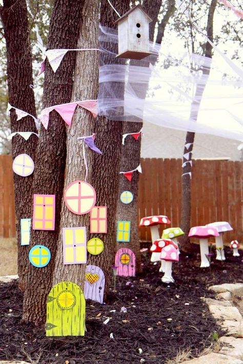 Fairy Garden Theme Party Decoration, Fairy Fourth Birthday Party, Enchanted Fairy Garden Party Decoration, Fairy Woodland Party, Fairy Garden Party Ideas, Girls Fairy Party, Fairy Party Games, Fairy Party Ideas, Fairy Birthday Themes