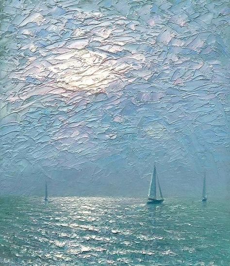 Dmitry Oleyn, Sea Texture, Sailboat Painting, Silver Sea, Ship Paintings, Seascape Art, Boat Painting, Sea Painting, Art Texture