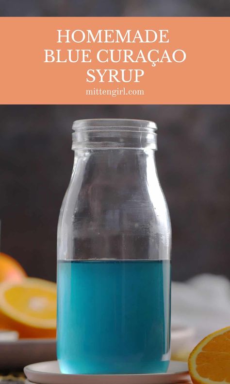 Quick and easy to make at home with pantry ingredients, citrus orange flavored Blue Curacao syrup is a delicious and fun ingredient for cocktails and mocktails. Blue Raspberry Syrup Recipe, Diy Drink Syrup Recipes, Cola Syrup Recipe, Blue Raspberry Syrup, Tropical Drink Recipes, Orange Simple Syrup, Simple Syrups, Cocktails And Mocktails, Syrup Recipes