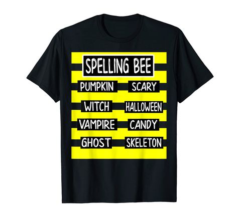 PRICES MAY VARY. Solid colors: 100% Cotton; Heather Grey: 90% Cotton, 10% Polyester; All Other Heathers: 50% Cotton, 50% Polyester Imported Pull On closure Machine Wash Teachers, looking for an awesome Halloween costume? Look no further. Be a spelling bee. This costume is perfect to wear to school and trick or treating. Just add bee wings and antennas. Students will love this easy, last minute costume. Lightweight, Classic fit, Double-needle sleeve and bottom hem Spelling Bee Costume, Halloween Costume For Teachers, Costume For Teachers, Halloween School Activities, Halloween Costume Puns, Halloween Puns, Teacher Halloween Costumes, Last Minute Costume, Teacher Costumes