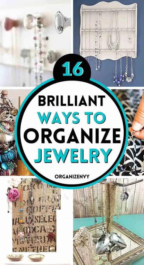 Ways To Organize Jewelry, Ideas For Necklaces, Necklace Organizer Diy, Rustic Jewelry Organizer, Jewellery Organisation, Frame Jewelry Organizer, Handmade Jewelry Display, Organize Jewelry, Jewelry Organizer Diy Wall