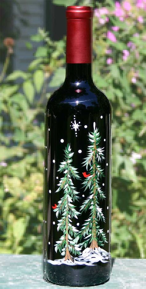 Examples Of Painted Wine Bottles | ... Hand Painted Wine Glasses and Painted Wine Bottles at Corkscrew Pointe Wine Bottle Project, Bottle Projects, Wine Bottle Ideas, Wine Bottle Corks, Painted Bottles, Christmas Wine Bottles, Wine Craft, Wine Bottle Art, Painting On Glass