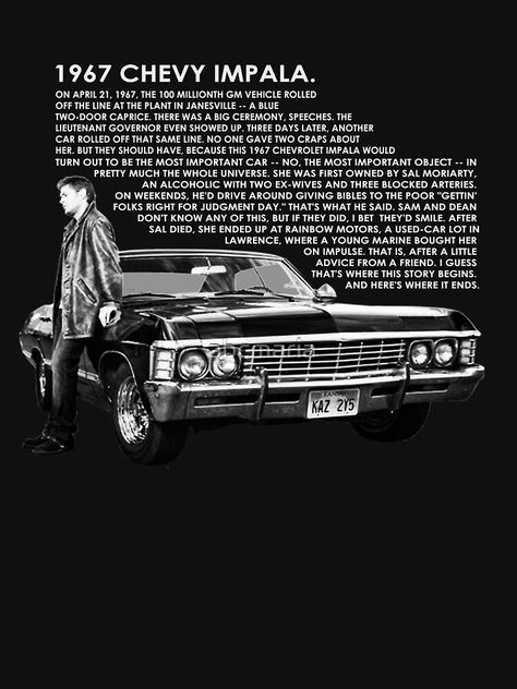 "1967 Chevy Impala" T-shirt by abcmaria | Redbubble 1967 Chevy Impala Supernatural Wallpaper, Chevy Impala 1967 Supernatural, 1967 Chevy Impala Wallpaper, Impala 1967 Wallpaper, 1967 Chevy Impala Black, Impala 1967 Supernatural, Chevrolet Impala 1967 Supernatural, 1967 Chevy Impala Supernatural, Chevy Impala 1967