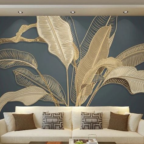 Banana Leaf Wallpaper, Large Mural, Soyut Sanat Tabloları, Tropical Wallpaper, Luxury Wallpaper, Cleaning Walls, Palau, Leaf Wallpaper, Wallpaper Wall