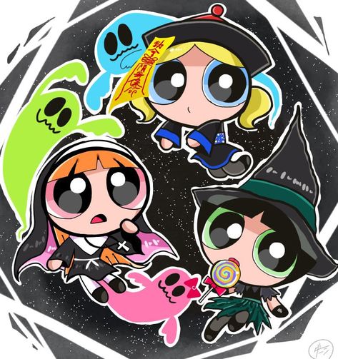 Powerpuff Girls Halloween, Pfp Banner, Cartoon Network Fanart, Powerpuff Girls Cartoon, Super Nana, Cute Drawlings, Powerpuff Girls Wallpaper, Powerpuff Girls Fanart, Ppg And Rrb