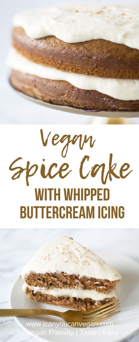 Whipped Buttercream Icing, Vegan Spice Cake, Spice Cake Recipe, Whipped Buttercream, Vegan Egg Substitute, Fall Cake Recipes, Fall Cake, Spice Cake Recipes, Vegan Cake Recipes