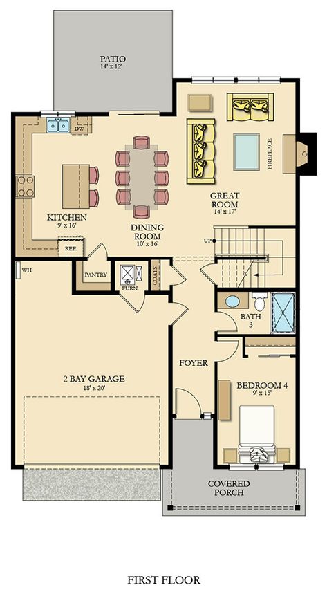 Square Open Floor Plan, Open Floor Plans Layout, Open Kitchen And Living Room Floor Plans, Open Concept Kitchen Dining Living Room Floor Plan, Living Room Ideas Open Floor Plan, Open Concept Small House, Small Open Floor Plan, Main Floor Layout, Charming Fireplace