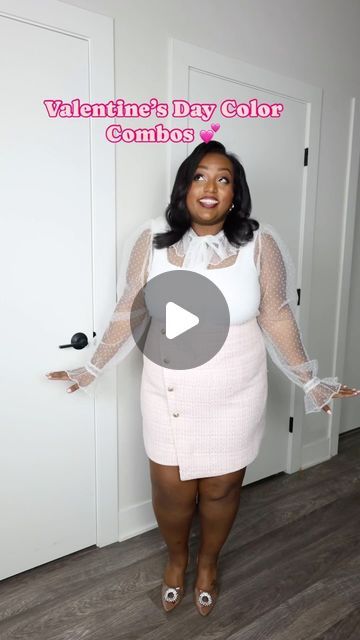 Tinsaye | Petite Plus Style on Instagram: "Valentine’s Day Outfit Ideas: which color combo is your favorite? It’s shocking to me just how many pink looks I was able to put together the last few weeks with just the clothes in my closet 🤣🤣 Linked exact & similar items over on @shop.ltk. Outfit 1 🩷 🤍: @citychicofficial & @anthropologie Outfit 2 🩷 ❤️: @macys On 34th Brand Outfit 3 🩷 🩶: @byashleystewart & @hm #valentinesdayoutfit #valentinesdaystyle #pinkoutfits #petitefashion #petiteplus #plussizefashion #plussizeoutfit #size18style #petitecurves" Valentine’s Day Outfits For Women Plus Size, White Graphic Tee For Valentine's Day, Trendy Valentine's Day Sweater With Crew Neck, Valentine’s Day Sweater Outfit, Valentine’s Day Pajamas, Pink Looks, Plus Style, Day Outfit Ideas, Branded Outfits