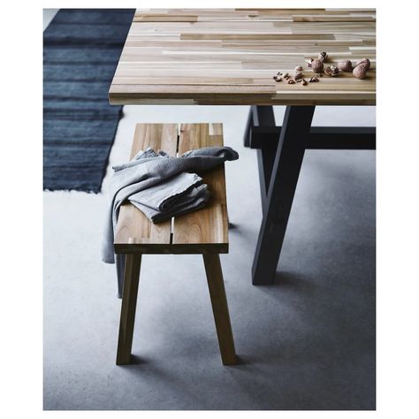 SKOGSTA Bench, acacia, Length: 23 5/8" - IKEA Skogsta Dining Table, Skogsta Bench, Ikea New, Pallet Decor, Diy Pallet Projects, Pallet Table, Pallet Diy, New Kitchen, Scandinavian Design