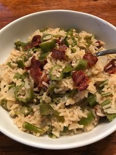 Chinese Okra Recipe, Bacon Rice, Okra Recipes, Vegetable Side Dishes Recipes, Side Dishes Recipes, Flavored Bacon, Yummy Comfort Food, Southern Cooking, All That Jazz