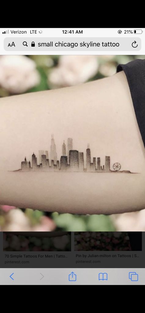 Chicago Fine Line Tattoo, Chicago Tattoo Ideas Simple, City Skyline Tattoo, Fam Tattoo, Chicago Skyline Tattoo, Cincinnati Tattoo, New Jersey Tattoo, Atlanta Tattoo, Skyline Tattoo