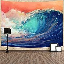 Tapestry Painting, Festival Wedding Decorations, Ocean Tapestry, Blacklight Tapestry, Future Room, Painting 3d, Japanese Waves, College Dorm Decorations, Party Photography