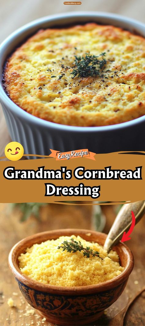 Relive cherished memories with Grandma's Cornbread Dressing. This traditional recipe combines crumbled cornbread, savory seasonings, and bits of celery and onion, baked until golden. It's a timeless side dish that’s essential at holiday feasts and family gatherings. #CornbreadDressing #HolidayCooking #FamilyRecipe Crockpot Dressing Cornbread, Old Fashion Dressing, Cornbread Savory, Easy Cornbread Dressing, Crockpot Dressing, Old Fashioned Cornbread Dressing, Homemade Cornbread Dressing, Perfect Cornbread, Dressing Recipes Thanksgiving