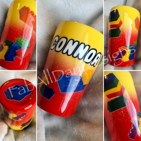 Lego Tumbler Ideas, Lego Tumbler, Tumbler Inspiration, Fanta Can, Lego Blocks, Glitter Tumbler Cups, Sublimation Tumblers, Glitter Tumblers, Custom Tumbler Cups