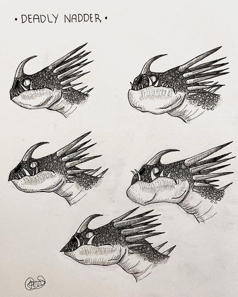 𝙿𝙰𝚁𝙸𝚂 🪐 | deadly nadder head variants which one is your fave? #httyd #httyd1 #httyd2 #httyd3 #howtotrainyourdragon #howtotrainyourdragon2… | Instagram Deadly Nadder Httyd, Dragon Head Drawing, Deadly Nadder, Dragon Oc, Httyd 2, Dragon Stuff, Httyd 3, Head Drawing, New Dragon