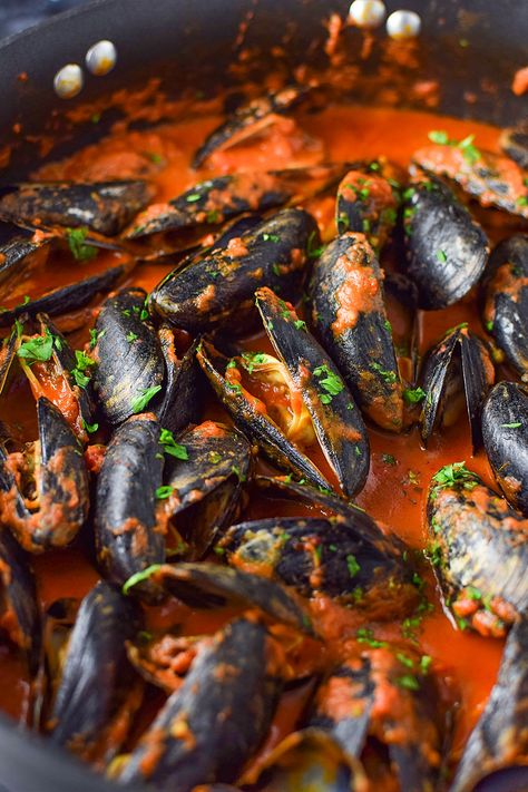 Chilli Mussels, Mussels Marinara, Cooking Mussels, Arrabbiata Sauce, Seafood Stew Recipes, Red Sauce Recipe, Marinara Recipe, Steamed Mussels, Mussels Recipe