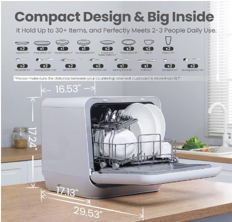 5L Built-in Water Tank for Apartments& RVs, No Hookup Needed, 6 Programs, 360° Dual Spray, 162℉ High-Temp& Air-Dry Function #Kitchen #dishwasher #Amazon #Amazonfindz Mini Dishwasher, Cleaning Baby Bottles, Stainless Steel Work Table, Countertop Dishwasher, Portable Dishwasher, Black Dishwasher, Wall Cupboard, Black Energy, The Dishwasher