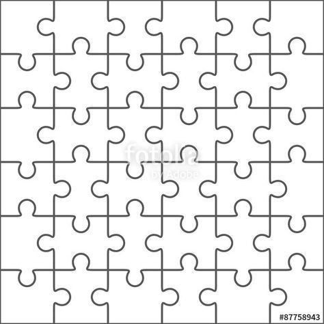 Vector: Jigsaw puzzle blank template, 36 pieces Puzzle Layout, Blank Puzzle Pieces, Puzzle Piece Template, Jigsaw Piece, Free Jigsaw Puzzles, Picture Clues, Free Puzzles, Puzzle Crafts, Printable Puzzles