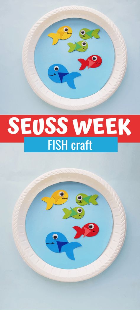 One Fish Two Fish Craft for Seuss Week. This One Fish, Two Fish, Red Fish, Blue Fish Craft is fun and easy for kids to create during Seuss Week celebrations! Dr Seuss One Fish Two Fish Craft, Dr Seuss One Fish Two Fish Activities, One Fish Two Fish Red Fish Blue Fish Art, One Fish Two Fish Red Fish Blue Fish Craft, 1 Fish 2 Fish Red Fish Blue Fish Craft, Red Fish Blue Fish Craft, One Fish Two Fish Craft, One Fish Two Fish Activities Preschool, Dr Seuss Crafts For Preschoolers Easy