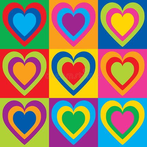 Colorful Checkerboard, Pop Art Party, Valentine Art Projects, Andy Warhol Art, Warhol Art, Ipad Snap, Teen Art, Pop Art Movement, Colorful Hearts