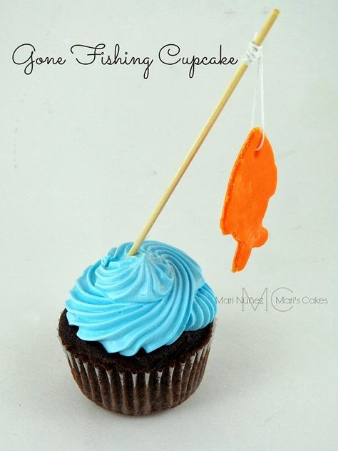 Gone Fishing Party, Fishing Cupcakes, Cookie Dough Cupcakes, Fishing Birthday Party, Fishing Party, Fishing Birthday, Fishing Hook, Fish Cake, Cute Cupcakes