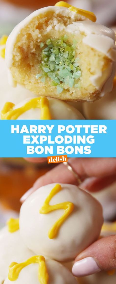 Exploding Bon Bons, Butterbeer Harry Potter, Party Harry Potter, Harry Potter Treats, Harry Potter Desserts, Harry Potter Snacks, Bon Bons Recipe, Harry Potter Marathon, Harry Potter Monopoly