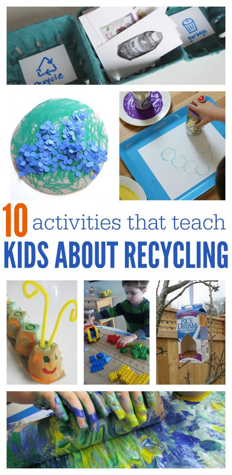 Recycling is a resource that we all need to know about. It is never too early to teach kids about recycling. They can have fun while learning. Recycled Crafts Kids Preschool, Recycle Preschool, Recycling Activities For Kids, Recycling Lessons, Recycling For Kids, Recycling Activities, Recycled Crafts Kids, Recycled Art Projects, Earth Day Crafts