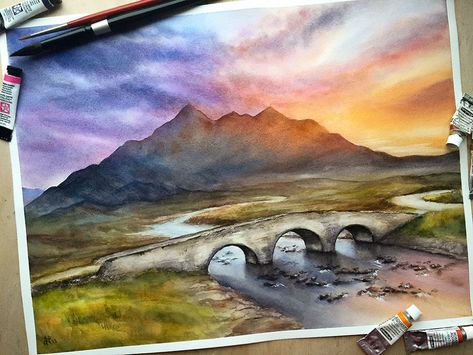 Isle Of Skye, Scotland Scotland Watercolor, Beautiful Places Around The World, I Have To Study, Scotland Art, Inverness Scotland, Watercolor Calendar, Scotland Landscape, Indigenous Australian Art, Isle Of Skye Scotland