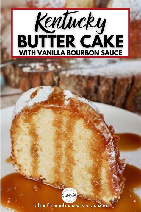 Bourbon Cake Recipe, Butter Pound Cake Recipe, Bourbon Dessert, Buttery Pound Cake, Kentucky Derby Food, Kentucky Derby Recipes, Derby Recipe, Bourbon Cake, Bourbon Caramel Sauce