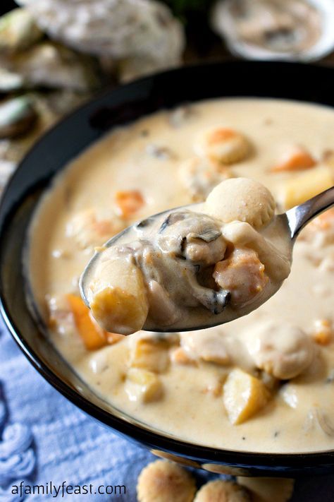 Matunuck Oyster Bar Stew - A Family Feast Oyster Chowder, Coastal Restaurant, Oyster Recipe, Oyster Stew Recipes, Seasoned Oyster Crackers, Oyster Soup, Oyster Stew, Best Oysters, Oyster Recipes