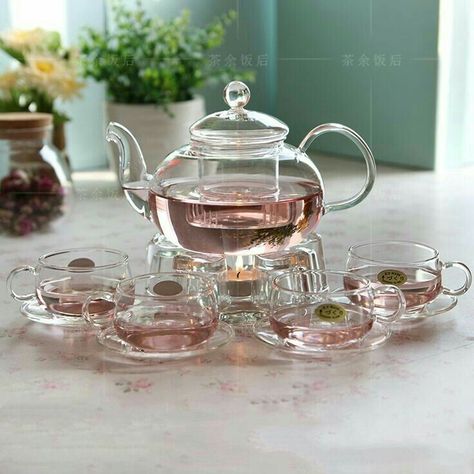 Aesthetic Tea Set, Aesthetic Tea, Kitchen Decor Collections, Crockery Design, Glass Tea Set, Pretty Tea Cups, Luxury Tableware, Gadgets Kitchen Cooking, Cute Kitchen