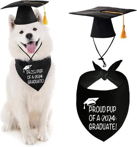 Dog Graduation Bandana and Dog Graduation Cap with 2023 Black Tassel Graduation Dog Cap Bandana Outfits Costumes for Dog Graduation Gift Supplies (One Size, Proud Pup of A Grad) Check more at https://gayliving.ca/product/dog-graduation-bandana-and-dog-graduation-cap-with-2023-black-tassel-graduation-dog-cap-bandana-outfits-costumes-for-dog-graduation-gift-supplies-one-size-proud-pup-of-a-grad/ Dog Graduation Cap, Dog Graduation, Bandana Outfit, Great Graduation Gifts, Graduation Hat, Cotton Bandanas, Bow Tie Collar, Triangle Scarf, Grad Cap