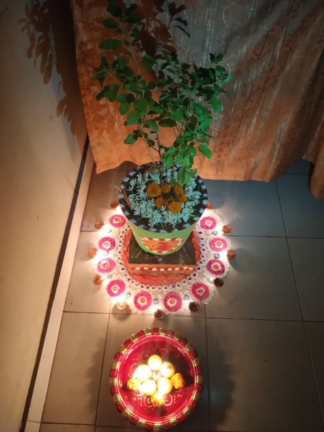 Tulasi Pooja Tulasi Festival Decoration, Tulasi Kota Decoration Ideas, Tulasi Vivah Decoration, Tulsi Pooja Decoration, Tulasi Pooja Decoration, Tulasi Vivah Rangoli, Tulsi Vivah Images, Thulasi Plant Decoration, Tulasi Vivah