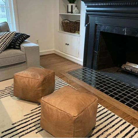 Sarah Anderson, Art Marocain, Moroccan Pouffe, Living Room Pouf, Handmade Ottomans, Moroccan Leather Pouf, Ottoman Pouf, Square Pouf, Moroccan Leather