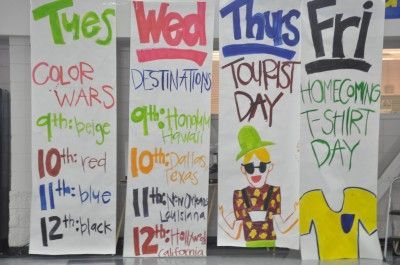 high school spirit homecoming signs | Homecoming Spirit Week Asb Ideas, Spirit Day Ideas, High School Spirit, Pep Club, Catholic Schools Week, Homecoming Signs, School Spirit Week, Homecoming Spirit Week, Homecoming Themes