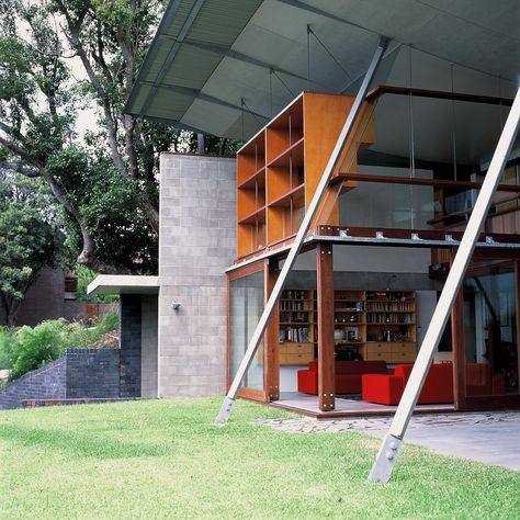 Peter Stutchbury, Steel Connection, Blue Architecture, Wooden Structure, House Designs Exterior, Beach House, New Zealand, Arch, New Homes