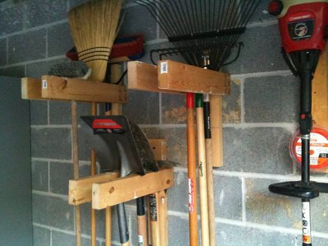 Help Hang Garden Tools In Garage - General Discussion - DIY Chatroom - DIY Home Improvement Forum Garden Tool Rack, Garage Organisation, Shed Organization, Garage Garden, Garden Tool Storage, Garage Shed, Diy Garage Storage, Garage Makeover, Garage Storage Organization