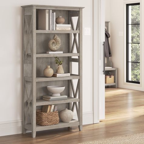 Key West 5 Shelf Bookcase by Bush Furniture - Bed Bath & Beyond - 30832139 Tall Bookshelf, Large Bookshelves, Bookcase With Glass Doors, Bookshelves In Living Room, 5 Shelf Bookcase, Tall Bookcases, Open Bookcase, Shelf Bookcase, Shelf Supports