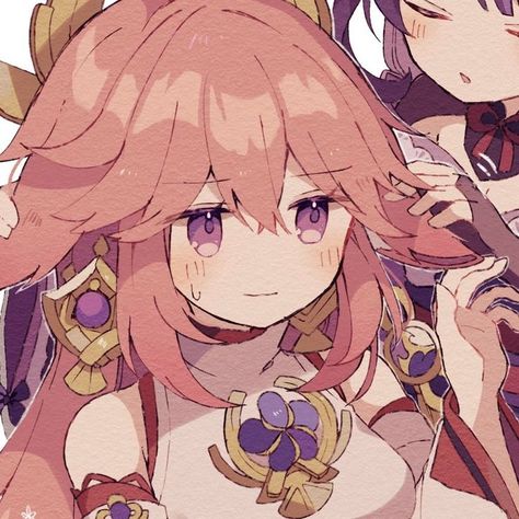 Art by @nonon_impact on twitter Yae Miko, Cute Profile Pictures, Original Artists, Matching Pfp, Matching Icons, Genshin Impact, Profile Picture, The Original, Zelda Characters