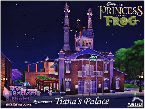 Tiana's Palace - restaurant from the Disney animated film "The Princess and the Frog" Found in TSR Category 'Sims 4 Community Lots' Disney Princess House, Disney Princess Challenge, Witch Bedrooms, Tiana Disney, Casas The Sims 4, Sims House Plans, Jungle Adventure, Princess And The Frog, Princess Tiana