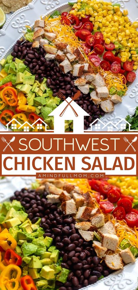 Salad Southwest, Southwest Salad Recipe, Creamy Cilantro Lime Dressing, Pollo Tropical, Salad Taco, Salad Macaroni, Southwest Chicken Salad, Southwest Salad, Southwestern Chicken