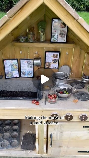 Katie Taylor on Instagram: "Making the most of a mud kitchen… there’s so many amazing play opportunities waiting for children in a mud kitchen. My latest resource includes ideas around how to utilise and make the most of yours.   Download the resource from my website or join my membership to access this and all of the nature/outdoor inspired documents on my website.   If you’re looking for some mud kitchen recipes, I have you covered with autumn, spring or summer recipes, muddy ice creams, muddy pizzas, a muddy cafe set and so many more. Take a look at the mud kitchen section on my website.   #mudkitchen #mudkitchenideas #mudkitchenplay #outdoorplay #play #playoutdoors #earlyyearsoutdoor #earlyyearsoutdoormembership #forestschool #eyfs #eyfsoutdoors #outdoorlearning #teacher" Toddler Mud Kitchen, Mud Kitchen Accessories Ideas, Muddy Kitchen Outdoor Play, Mud Kitchen Eyfs Outdoor Classroom, Mud Kitchen Ideas, Diy Mud Kitchen With Running Water, Mud Kitchen From Old Furniture, Kitchen Section, Outdoor Play Kitchen