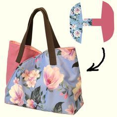 Tulip Bag Pattern Free, Easy Tote Bag Pattern Free, Make Tote Bag, Diy Fabric Purses, Diy Bags Jeans, Bookmark Diy, Homemade Bags, Tote Bag Pattern Free, Handbag Sewing Patterns