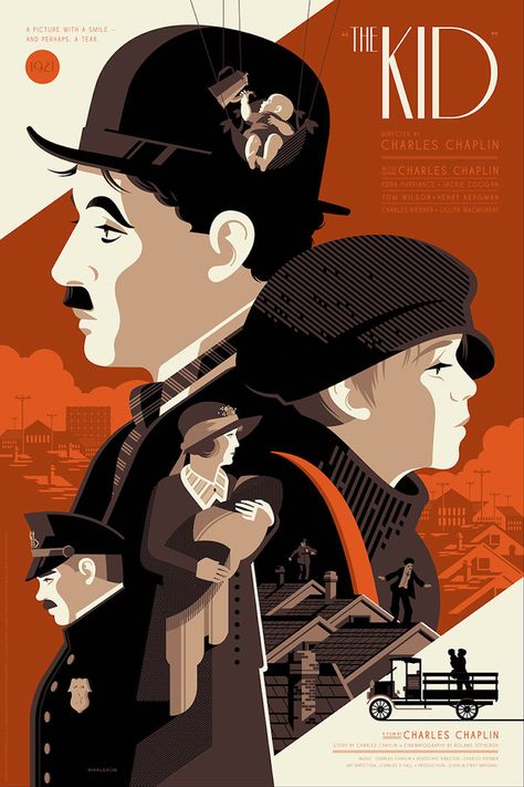 Graphic Illustrated Posters of Famous Charlie Chaplin’s Movies – Fubiz Media Charlie Chaplin Modern Times, Nautilus Art, The Kid 1921, Charlie Chaplin Movies, Tom Whalen, Chaplin Film, Illustration Design Graphique, Frankenstein Art, Minimalist Graphic Design