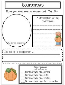 Opinion Writing...Scarecrow Theme Scarecrow Writing Prompt, Scarecrow Learning Activities, Scarecrow Math Activities, Scarecrow Language Activities, Scarecrow Writing, Scarecrow Writing First Grade, Halloween Opinion Writing, Writing Types, School Thoughts