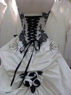 Luxury White Black Gothic Embroidery Wedding Dress Bridal Gown size custom 2-28 Wedding Dress With Black, Embroidery Wedding Dress, Embroidery Wedding, Gothic Wedding Dress, Goth Wedding, Ruffle Wedding Dress, Red Wedding Dresses, Wedding Dresses With Flowers, Applique Wedding