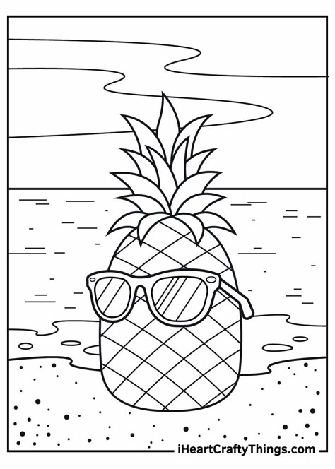 Luau Coloring Pages, Hawaiian Coloring Pages, Hawaii Coloring Pages, Tropical Coloring Pages, Cute Summer Coloring Pages, Pineapple Coloring Page, Coloring Pages Beach, Preppy Coloring Pages, Printable Summer Coloring Pages