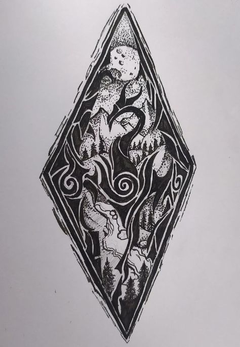 Elder Scrolls Tattoo, Skyrim Tattoo, Moth Tattoo Design, Lord Of The Rings Tattoo, Tattoo Catalog, Skyrim Art, Small Dragon Tattoos, Gamer Tattoos, Fantasy Tattoos