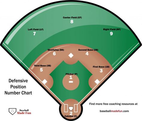 Softball Field Diagram, Baseball Positions Chart, Baseball Field Drawing, Softball Positions, Tball Coach, Baseball Field Background, Baseball Terms, Baseball Rules, Baseball Lineup