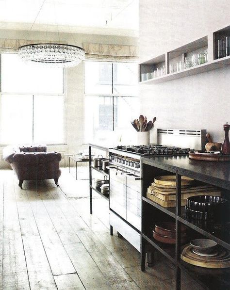 Kitchen Ikea, Industrial Kitchen Design, Industrial Kitchen, Cool Ideas, Chesterfield Sofa, Commercial Kitchen, Ikea Hacks, Open Kitchen, Industrial Chic